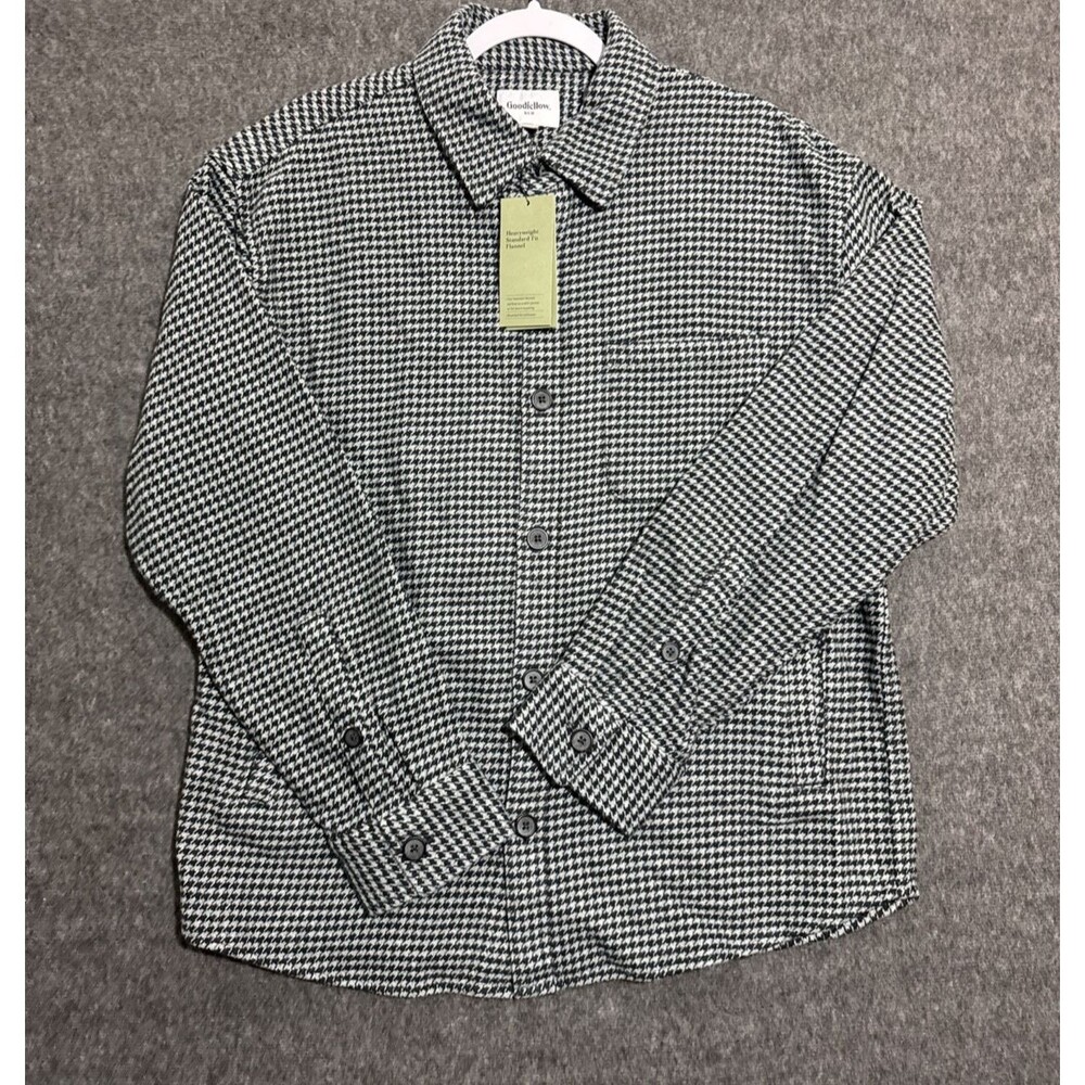 Goodfellow & Co Men's Flannel Heavy Weight Button Up Gray Medium